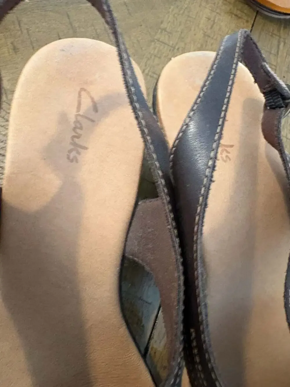 Clarks Women's Brown Leather Slingback Wedge Sandals